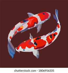 arte vectorial de peces koi de pareja 