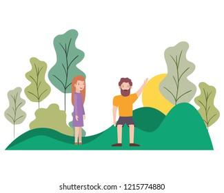 couple with landscape avatar character