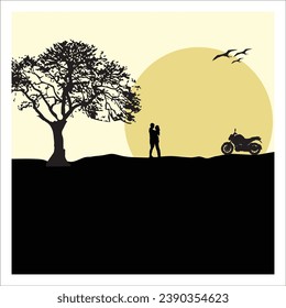 Couple landscape stock vector illustration