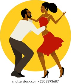 Couple of latin dance dancers (flat design)