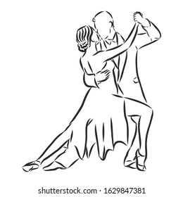 Couple Latin Dancers Vector Sketch Illustration Stock Vector (Royalty ...