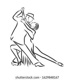 couple of latin dancers, vector sketch illustration 