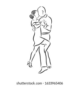 Couple Latino dancers, dancing, vector sketch illustration 