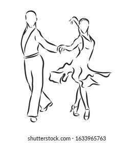Couple Latino dancers, dancing, vector sketch illustration 