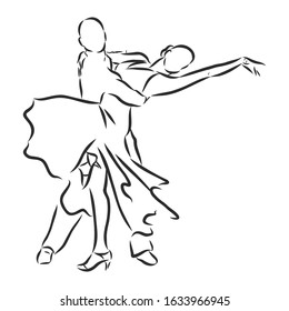 Couple Latino dancers, dancing, vector sketch illustration 