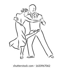Couple Latino dancers, dancing, vector sketch illustration 