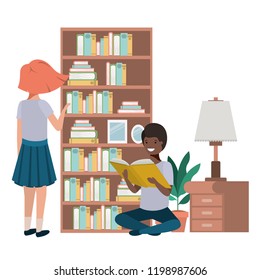 couple in the library avatar character