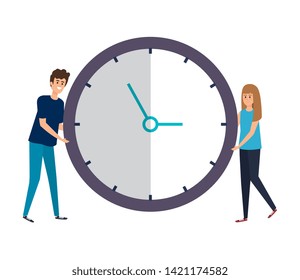 couple lifting time clock watch