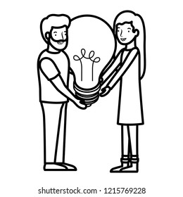couple with light bulb avatar character