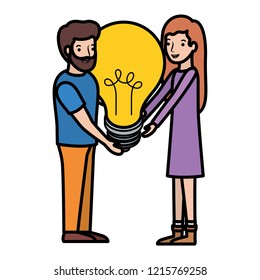 couple with light bulb avatar character