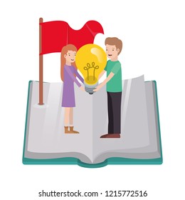 couple with light bulb and book avatar character