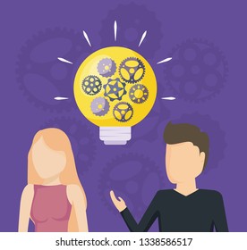couple with light bulb and pinions