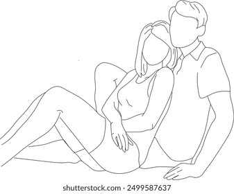 Couple line art, Married couple line art illustration