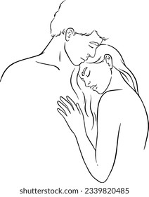 Couple line arts, Loving in relationship