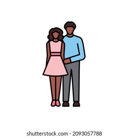 Couple сolor line icon. Different stages person's life. Pictogram for web page, mobile app, promo. UI UX GUI design element. Editable stroke.