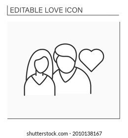 Couple line icon. Two people love each other. Romantic relationship between man and woman. Love concept. Isolated vector illustration. Editable stroke
