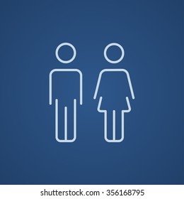 Icono de la pareja para web, móvil e infografía. Icono azul claro del vector aislado en fondo azul.
