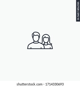 Couple, linear style sign for mobile concept and web design. Symbol, logo illustration. Pixel perfect vector graphics