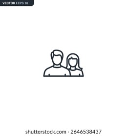 Couple, linear style sign for mobile concept and web design. Symbol, logo illustration. Pixel perfect vector graphics
