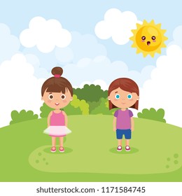 couple of little girls in the park characters