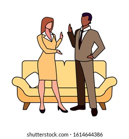 couple in the living room on white background vector illustration design