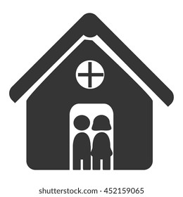 Couple living together in home, pictogram design vector illustration graphic.