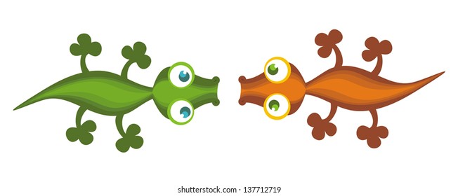 Couple of lizards. Vector illustration.