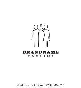 icono de la plantilla de diseño de dibujos animados logotipo de pareja vector aislado negro