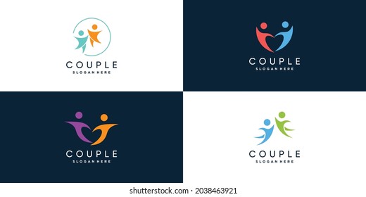 Couple logo collection with modern unique concept Premium Vector