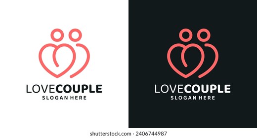 Couple logo design template with Love heart logo design graphic vector. Symbol Romantic Dating Valentines, icon, creative.