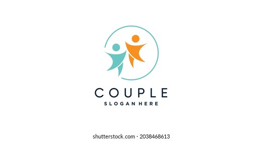 Logotipo de pareja con concepto exclusivo y moderno Vector Premium 