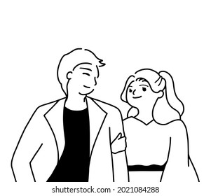 Couple looking at each other
