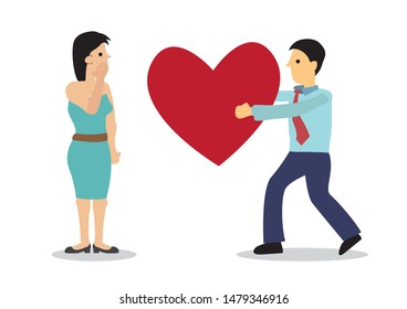 Couple looking at each other with love. Concept of love and romance. Flat isolated vector illustration.