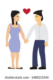 Couple looking at each other with love. Concept of love and romance. Flat isolated vector illustration.