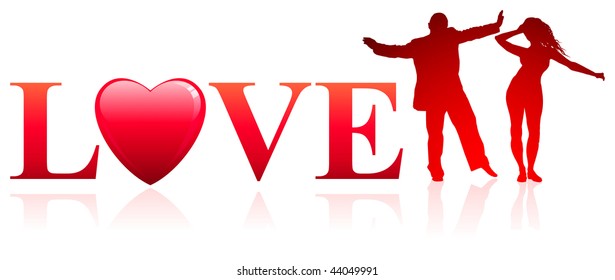 Pareja con fondo de amor Ilustración vectorial original