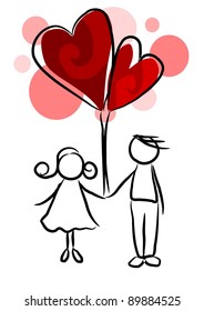 Couple in love - beauty illustration, valentine time.