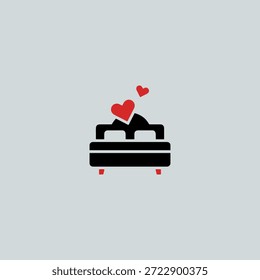 Couple love bed icon flat vector design.