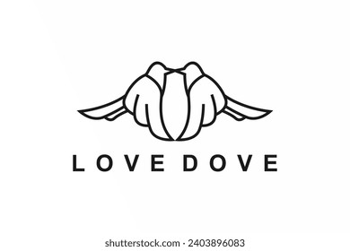 Couple Love Vogel Taube Logo Design Linie Stil