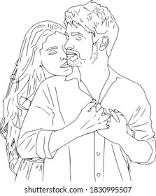 Couple love black and white vector illustration