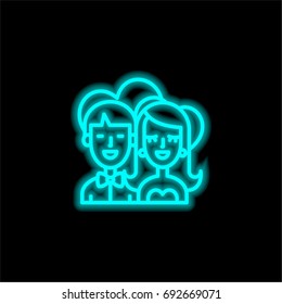 Couple in Love blue glowing neon ui ux icon. Glowing sign logo vector