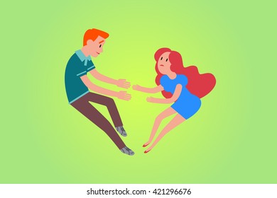 couple in love bride and groom vector flat