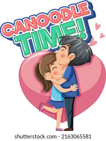 An couple in love cartoon character with word expression illustration