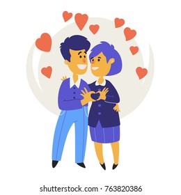 Couple in love. Characters in cartoon style