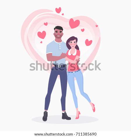 Couple in love. Characters in cartoon style
