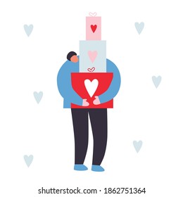 Couple in love characters. Loving people, happy man with heart. Romance character. Celebrating valentine's day.Vector illustration. Set of happy cartoon couples in love. Isolated.