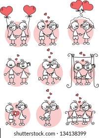 Couple in love, a child's drawing, the vector