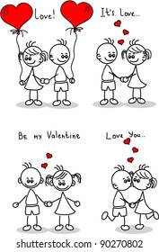 Couple in love, a child's drawing, the vector