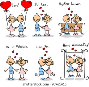 Couple in love, a child's drawing, the vector