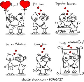 Couple in love, a child's drawing, the vector