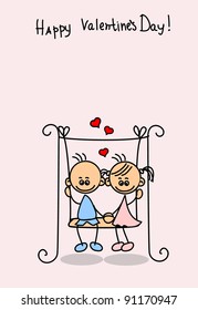 Couple in love, a child's drawing, the vector